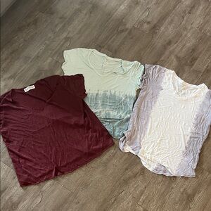 Project Social T Short Sleeve and AE Tops - Burgundy, Tie-Dye Green, White
